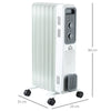 HOMCOM 1500W Oil Filled Radiator, Portable Electric Heater with 3 Heat Settings, Safety Cut-Off and Wheels, White