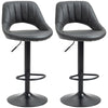 HOMCOM Bar Stools Set of 2, PU Leather Swivel Barstools with Backrest and Footrest for Kitchen, Counter, Breakfast Bar, Grey