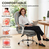 HOMCOM Ergonomic Executive Office Chair, Velvet Reclining Desk Chair with Lumbar Support, Footrest, Plush Thick Cushion, Grey