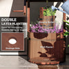 Outsunny Wood Wishing Well for Outside with Hanging Bucket, Wishing Well Planter with Drain Hole for Garden Patio, Carbonized
