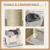 PawHut 42cm Indoor Cat Tree, with Toy Balls, Sisal Scratching Post - Light Grey