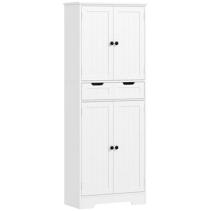 HOMCOM Tall Bathroom Cabinet, Freestanding Bathroom Storage Cabinet with Drawer, Shelves and Doors, 60 x 30 x 160 cm, White