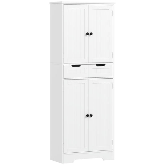 HOMCOM Tall Bathroom Cabinet, Freestanding Bathroom Storage Cabinet with Drawer, Shelves and Doors, 60 x 30 x 160 cm, White