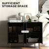 HOMCOM Sideboard Buffet Cabinet, Modern Kitchen Storage Cabinet with 4 Doors and Adjustable Shelves Black