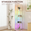 HOMCOM RGB LED Floor Lamp with Shelves, Modern Dimmable Standing Lamp with Remote Control, Adjustable Brightness & Speed for Living Room, Bedroom, Office, Oak