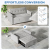 HOMCOM Two-Seater Velvet-Feel Sofa Bed - Grey