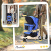 PawHut Dog Stroller, 3 Wheels Foldable Cat Dog Pram with Cup Holder, Storage Basket, Pet Stroller for Small Miniature Dogs, Blue