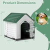 Plastic Dog House with Metal Lockable Door and Air Vents-Green