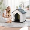 Plastic Dog House with Metal Lockable Door and Air Vents-Grey