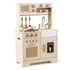 Play Kitchen for Kids Wooden Kitchen Playset with Realistic Lights and Sounds-Yellow