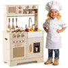 Play Kitchen for Kids Wooden Kitchen Playset with Realistic Lights and Sounds-Yellow