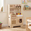 Play Kitchen for Kids Wooden Kitchen Playset with Realistic Lights and Sounds-Yellow