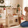 Play Kitchen for Kids Wooden Kitchen Playset with Realistic Lights and Sounds-Yellow