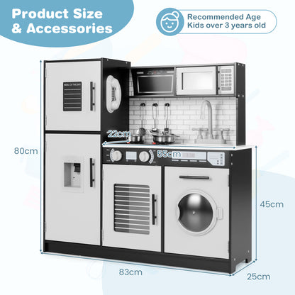 Size diagram of the play kitchen set showing dimensions