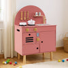 Play Kitchen for Kids Wooden Kitchen Playset with Stoves Faucet-Pink