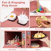 Play Kitchen for Kids Wooden Kitchen Playset with Stoves Faucet-Pink