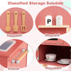 Play Kitchen for Kids Wooden Kitchen Playset with Stoves Faucet-Pink