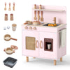 Play Kitchen for Kids with Realistic Ice Maker and Stove Cooking Toy Kitchen-Pink