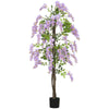 HOMCOM 180cm Ficus Artificial Tree, Fake Wisteria Tree in Nursery Pot, Indoor Greenery Tall Faux Floor Plant for Living Room Office Decor, Purple
