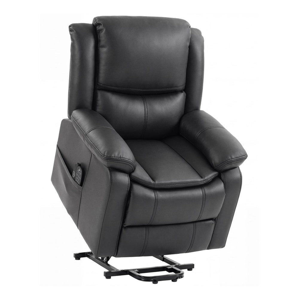 HOMCOM Riser Recliner Chair with Massage and Heat, PU Leather Power Electric Lift Armchair for Elderly, Charcoal Grey