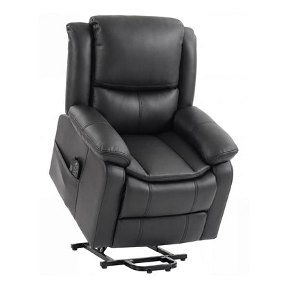 HOMCOM Riser Recliner Chair with Massage and Heat, PU Leather Power Electric Lift Armchair for Elderly, Charcoal Grey