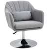HOMCOM Swivel Linen Fabric Accent Chair for Living Room Contemporary Vanity Armchair with Adjustable Height Thick Cushion Lumbar Support Armrest for Bedroom Office Light Grey