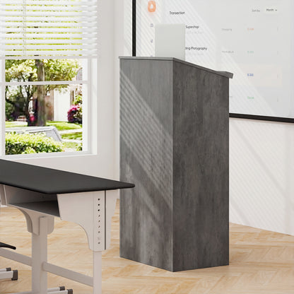 Podium Stand Hostess Stand for Speakers with Storage Shelf-Grey