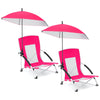 Portable Beach Umbrella Chair with Adjustable Parasol-Pink, 2 Pack