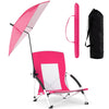Portable Beach Umbrella Chair with Adjustable Parasol-Pink, 2 Pack