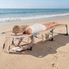 Portable Chaise Lounge Chair with 4-Position Adjustable Backrest and Face Arm Holes-Beige