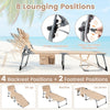 Portable Chaise Lounge Chair with 4-Position Adjustable Backrest and Face Arm Holes-Beige