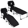 Portable Chaise Lounge Chair with 4-Position Adjustable Backrest and Face Arm Holes-Black