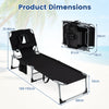 Portable Chaise Lounge Chair with 4-Position Adjustable Backrest and Face Arm Holes-Black