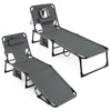 Portable Chaise Lounge Chair with 4-Position Adjustable Backrest and Face Arm Holes-Grey