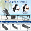 Portable Chaise Lounge Chair with 4-Position Adjustable Backrest and Face Arm Holes-Grey