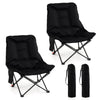Portable Folding Camping Chair with 2-Level Adjustable Backrest and Side Pocket-Black