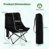 Portable Folding Camping Chair with 2-Level Adjustable Backrest and Side Pocket-Black