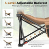Portable Folding Camping Chair with 4-Position Padded for Sports Fishing-Khaki
