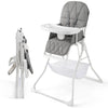 Portable High Chair with 3-Level Adjustable Tray and Footrest-Grey