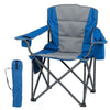 Portable Oversized Camping Chair with Zippered Cooler Pouch and Cup Holder-Blue