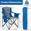 Portable Oversized Camping Chair with Zippered Cooler Pouch and Cup Holder-Blue
