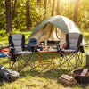 Portable Oversized Camping Chair with Zippered Cooler Pouch and Cup Holder-Grey