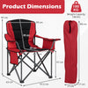 Portable Oversized Camping Chair with Zippered Cooler Pouch and Cup Holder-Red