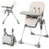 Portable Adjustable Highchair with Footrest and Detachable Tray for Babies-Beige