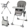 Portable Adjustable Highchair with Footrest and Detachable Tray for Babies-Grey