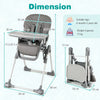 Portable Adjustable Highchair with Footrest and Detachable Tray for Babies-Grey