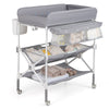 Foldable Baby Changing Table with Wheels and Adjustable Height-Grey