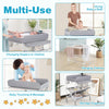 Foldable Baby Changing Table with Wheels and Adjustable Height-Grey