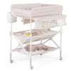 Foldable Baby Changing Table with Wheels and Adjustable Height-Light Pink