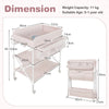Foldable Baby Changing Table with Wheels and Adjustable Height-Light Pink